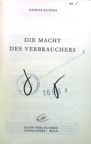 Bild des Verkufers fr Die Macht des Verbrauchers. zum Verkauf von books4less (Versandantiquariat Petra Gros GmbH & Co. KG)