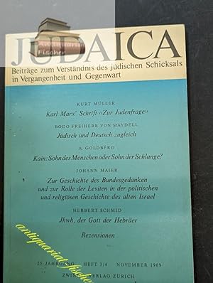 Judaica : Beiträge zum Verständnis des jüdischen Schicksals. 25 Jg Heft 3/4 November 1969 u.a. Ka...