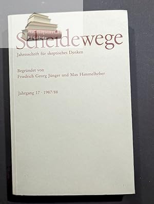 Imagen del vendedor de Scheidewege - Jahresschrift fr skeptisches Denken (jahrgang 16 - 1986 / 87 a la venta por Antiquariat-Fischer - Preise inkl. MWST