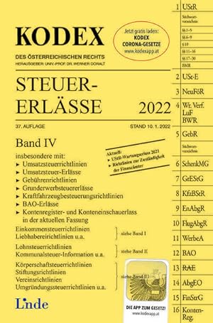 Seller image for KODEX Steuer-Erlsse 2022, Band IV (Kodex des sterreichischen Rechts) for sale by AHA-BUCH