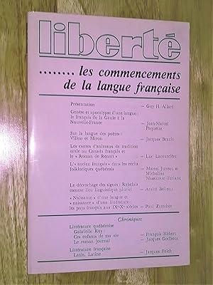 Immagine del venditore per Les commencements de la langue franaise, Libert, no 115, volume 20, no 1, janvier-fvrier 1978 venduto da Claudine Bouvier