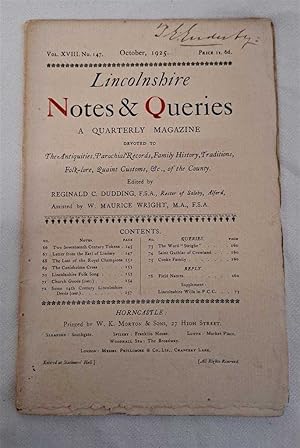 Lincolnshire Notes and Queries, Vol XVIII, No 147, October 1925