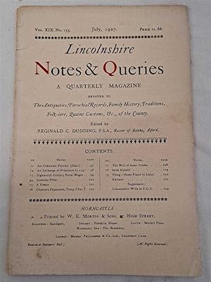 Lincolnshire Notes and Queries, Vol XIX No 155, July 1927