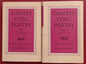 Image du vendeur pour Dante's Lyric Poetry (complete in 2 volumes). Vol. 1: The Poems. Text and translation. Vol. 2: Commentary. mis en vente par Wissenschaftliches Antiquariat Zorn