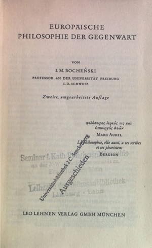 Imagen del vendedor de Europische Philosophie der Gegenwart. a la venta por books4less (Versandantiquariat Petra Gros GmbH & Co. KG)