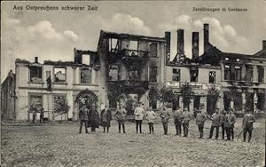 Ansichtskarte / Postkarte Schelesnodoroschny Gerdauen Ostpreußen, Soldaten, Kriegszerstörung 1. WK