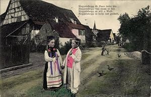 Ansichtskarte / Postkarte Dorfpartie, Kinder in Trachten, Hoppetehopp dr Hans ischt hie.