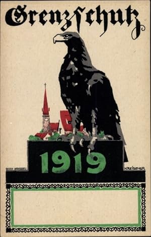 Künstler Ansichtskarte / Postkarte Reisener, Grenzschutz 1919, Adler, Kriegerhilfe Ost