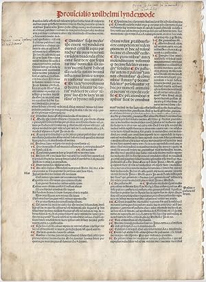 Leaf from Provinciale Seu Constitutiones Angllie (Principal English Treatise on Canon Law)