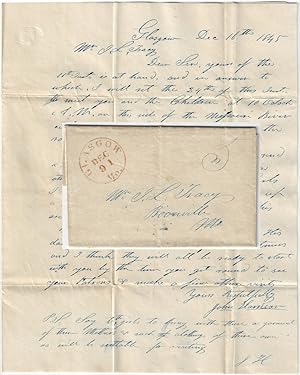 1845 - Letter from a wealthy Missouri landowner informing a boarding school headmaster that he wi...