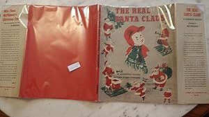 Seller image for THE REAL SANTA CLAUS BY MARGUERITE WALTERS, ILLUSTRATED BOLDLY BY MEG WOHLBERG IN COLOR DUSTJACKET, 1950 ON TITLE PG, 1ST EDITION, ,Scarce Christmas title! Why R there So Many Santa Clauses & which is the Real 1 ? Little Jerry & His Dog Scrubby, wanted a Sled for Christmas for sale by Bluff Park Rare Books