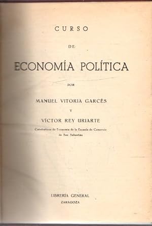 Imagen del vendedor de Curso de economa poltica . a la venta por Librera Astarloa