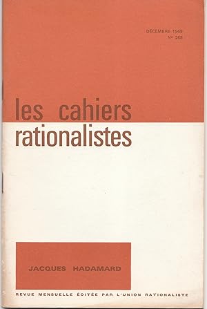 Jacques HADAMARD. LES CAHIERS RATIONALISTES n° 269. 1969