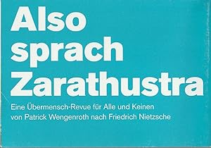 Bild des Verkufers fr Programmheft Friedrich Nietzsche ALSO SPRACH ZARATHUSTRA Premiere 16. Januar 2012 im Studio 50. Spielzeit 2012 / 13 zum Verkauf von Programmhefte24 Schauspiel und Musiktheater der letzten 150 Jahre