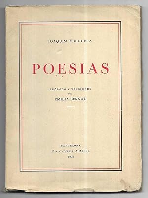 Poesias. Folguera, Joaquim. Prólogo y Versiones de Emilia Bernal 1930 intonso