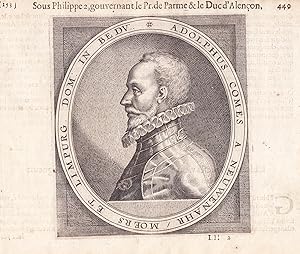 Image du vendeur pour Adolphus Comes a Neuwenahr" - Adolf von Neunahr (c.1554-1589) Nieuwenaar Kln Erbvogt Graf v. Limburg Moers Statthalter Niederlande Portrait mis en vente par Antiquariat Steffen Vlkel GmbH