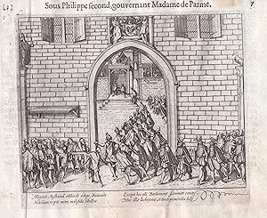 Image du vendeur pour Magaris Austriaca celebri de stirpe, Batavum/ Nobilium recipit mites." - Bruxelles Brssel Brussels petition of Nobles 1566 / Depicts the presentation of the Petition of the Nobles in Brussels in 1566 mis en vente par Antiquariat Steffen Vlkel GmbH