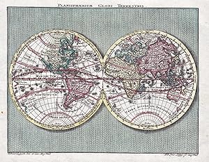 Imagen del vendedor de Planisphaerium Globi Terrestris" - Weltkarte / Mappemonde / World map a la venta por Antiquariat Steffen Vlkel GmbH