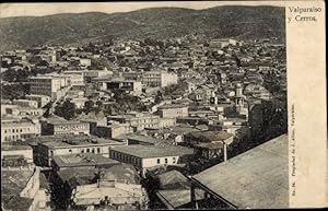 Bild des Verkufers fr Ansichtskarte / Postkarte Valparaso Chile, Valparaiso y Cerros, Panorama zum Verkauf von akpool GmbH