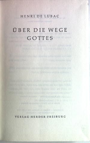 Bild des Verkufers fr ber die Wege Gottes. zum Verkauf von books4less (Versandantiquariat Petra Gros GmbH & Co. KG)