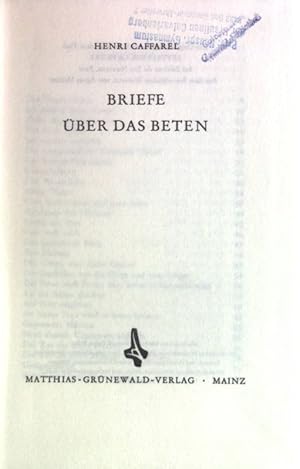 Seller image for Briefe ber das Beten. for sale by books4less (Versandantiquariat Petra Gros GmbH & Co. KG)