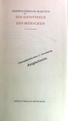 Seller image for Die Geistseele des Menschen. for sale by books4less (Versandantiquariat Petra Gros GmbH & Co. KG)