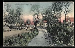 Ansichtskarte Oberdorf-Reichenau i. Sa., Flusspartie im Ort