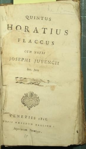 Bild des Verkufers fr Quintus Horatius Flaccus zum Verkauf von Antica Libreria Srl