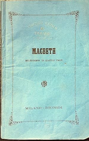 Macbeth melodramma in quattro atti-Libretto d'opera Teatro Regio TORINO 1866/67