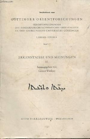 Bild des Verkufers fr Gottinger Orientforschungen. I. Reihe : Syriaca Band 17. Erkenntnisse und Meinungen II zum Verkauf von Le-Livre