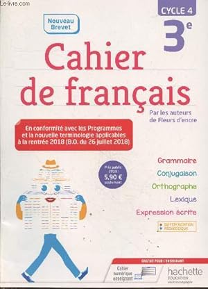 Bild des Verkufers fr Cahier de Franais 3e - Cycle 4 (spcimen rserv aux enseignants) zum Verkauf von Le-Livre
