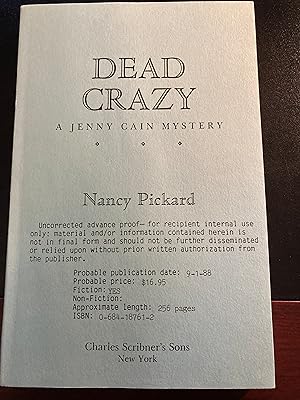 Image du vendeur pour Dead Crazy / ("Jenny Cain" Mystery Series #5), Uncorrected Advance Proof, First Edition, New mis en vente par Park & Read Books