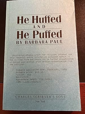 He Huffed and He Puffed / ("Marian Larch" Series #2), Uncorrected Advance Proof, First Edition