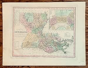 Seller image for A New Map of Louisiana with its Canals, roads and Distancesfrom place to place along the. stage and steam boat routes for sale by mediumraremaps.com