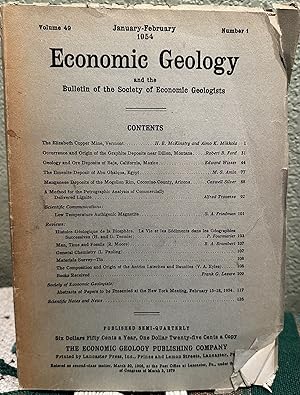 Imagen del vendedor de Economic Geology and the Bulletin of the Society of Economic Geologists Volume 49 NUMBER 1 - 3 & 8 January - February - May & December 1954 a la venta por Crossroads Books