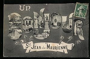 Image du vendeur pour Carte postale St-Jean-de-Maurienne, Ansichten du lieu insres dans la typographie mis en vente par Bartko-Reher