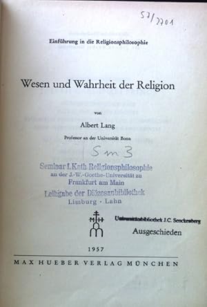 Seller image for Wesen und Wahrheit der Religion : Einfhrung in die Religionsphilosophie. for sale by books4less (Versandantiquariat Petra Gros GmbH & Co. KG)