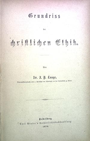 Seller image for Grundriss Der Christlichen Ethik for sale by books4less (Versandantiquariat Petra Gros GmbH & Co. KG)