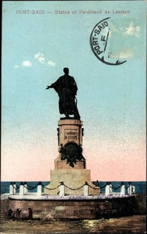Bild des Verkufers fr Ansichtskarte / Postkarte Port Said gypten, Statue of Ferdinand de Lesseps zum Verkauf von akpool GmbH