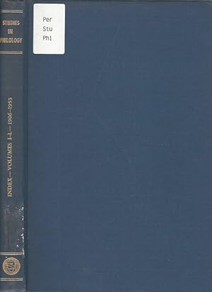 Bild des Verkufers fr Studies in Philology - Index Volumes I-L (1906-1953) zum Verkauf von Biblioteca di Babele