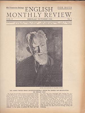 Immagine del venditore per English Monthly Review for Boys, vol.2 Nr. 1, October 1926 venduto da Versandantiquariat Karin Dykes