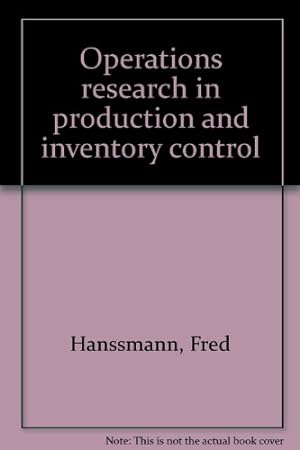 Seller image for Operations Research in Production and Inventory Control for sale by Ammareal