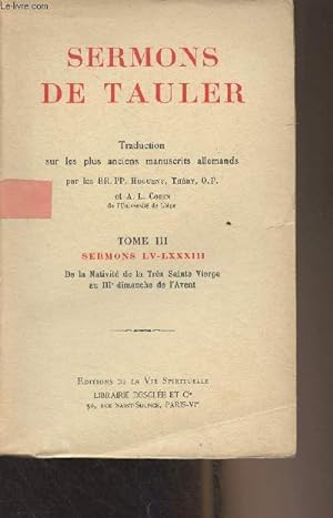 Image du vendeur pour Sermons de Tauler - Tome III - Sermons LV-LXXXVIII mis en vente par Le-Livre