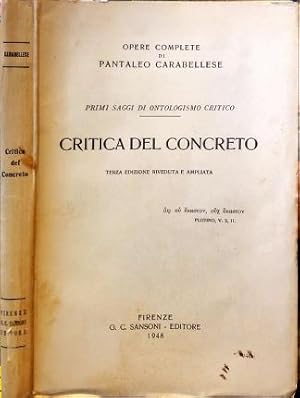 Seller image for Critica del concreto. for sale by Libreria La Fenice di Pietro Freggio