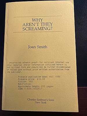Why Aren't They Screaming, ("Loretta Lawson" Mystery Series #2), Uncorrected Advance Proof, First...