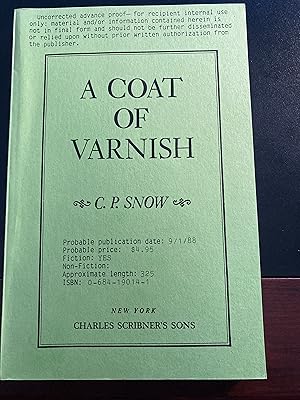 A Coat Of Varnish, Uncorrected Advance Proof, First Edition, New