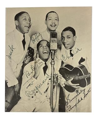 Photographic Image of the Ink Spots, signed by all four: "Deek," Bill," "Charlie," and "Hoppy" in...