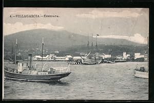 Postal Villagarcia, Ensenada, Dampfer am Hafen