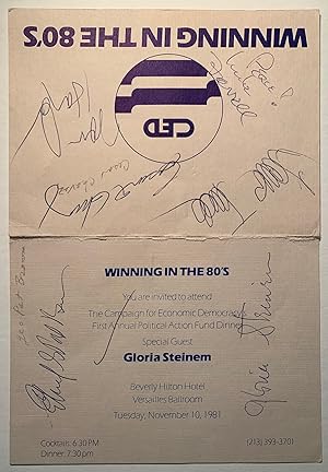 [Autographs] Campaign For Economic Democracy Winning in the 80's Invitation November 10, 1981, Wi...