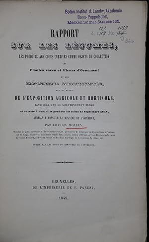 Rapport sur les légumes, les produits agricoles cultivés comme objets de collection, les plantes ...